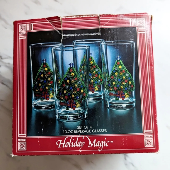 COPY - 1993 Boxed Set of 4 Christmas Tree Glasses - Picture 7 of 10